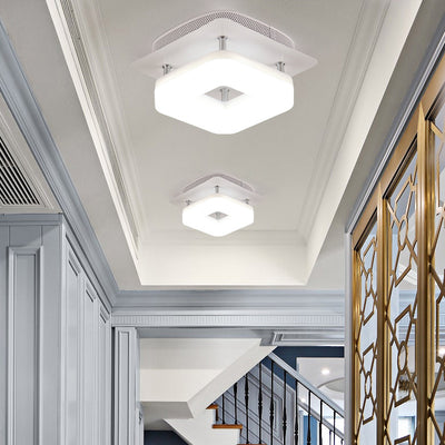 Traditional Chinese Square Iron Acrylic LED Semi-Flush Mount Ceiling Light For Entryway