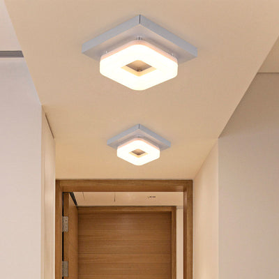 Traditional Chinese Square Iron Acrylic LED Semi-Flush Mount Ceiling Light For Entryway