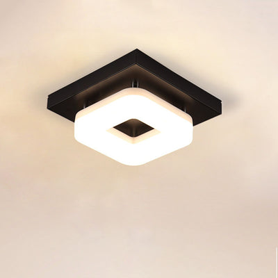 Traditional Chinese Square Iron Acrylic LED Semi-Flush Mount Ceiling Light For Entryway