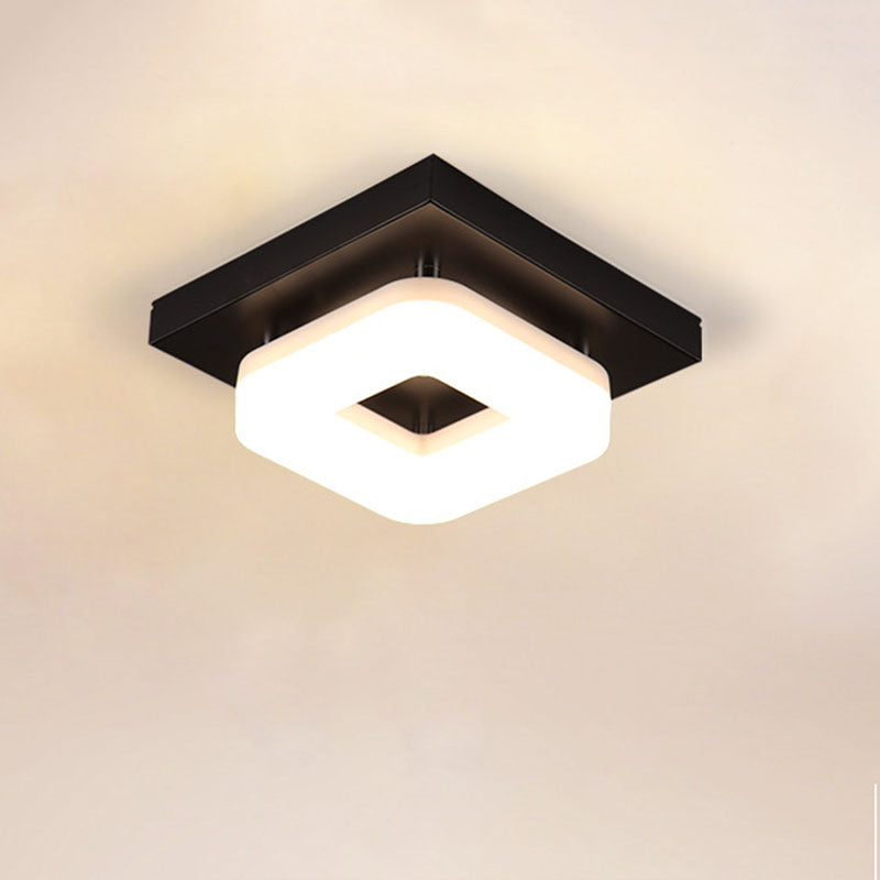 Traditional Chinese Square Iron Acrylic LED Semi-Flush Mount Ceiling Light For Entryway