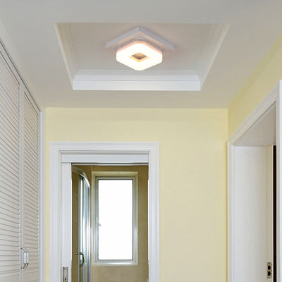 Traditional Chinese Square Iron Acrylic LED Semi-Flush Mount Ceiling Light For Entryway