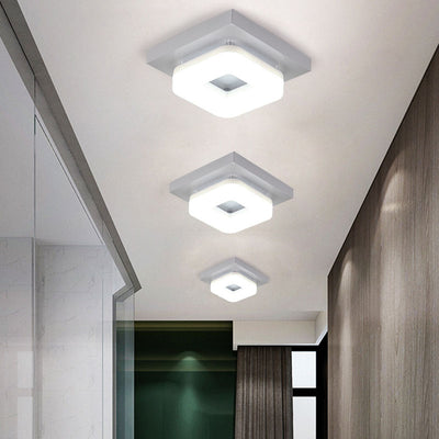 Traditional Chinese Square Iron Acrylic LED Semi-Flush Mount Ceiling Light For Entryway
