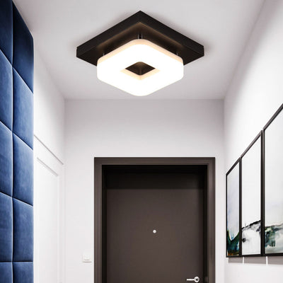 Traditional Chinese Square Iron Acrylic LED Semi-Flush Mount Ceiling Light For Entryway