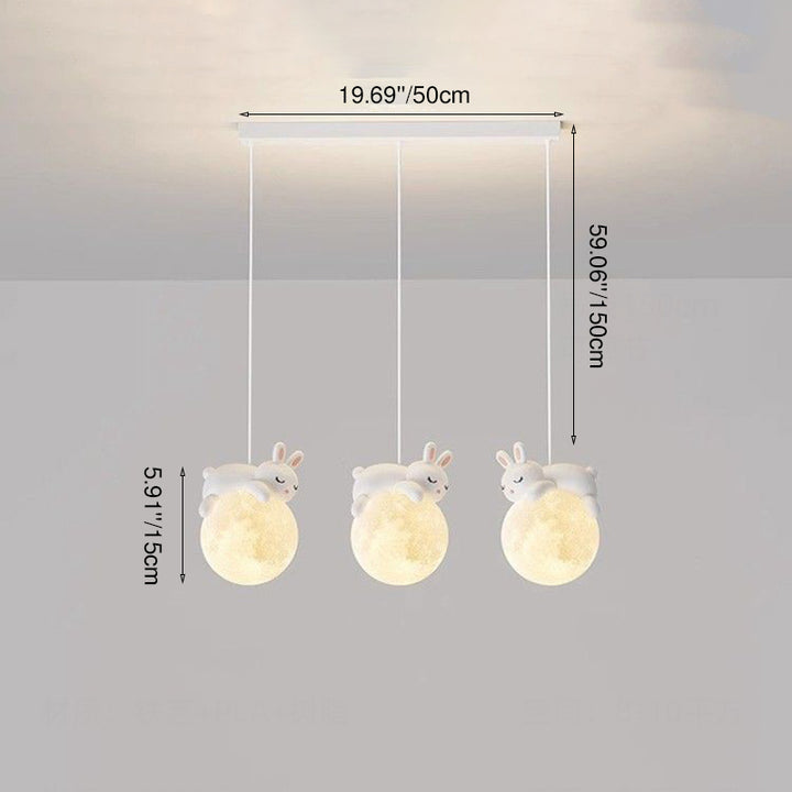 Chandelier Contemporain Créatif pour Enfants Ours Lapin Résine Fer PLA 1/3-Lumière pour Chambre 