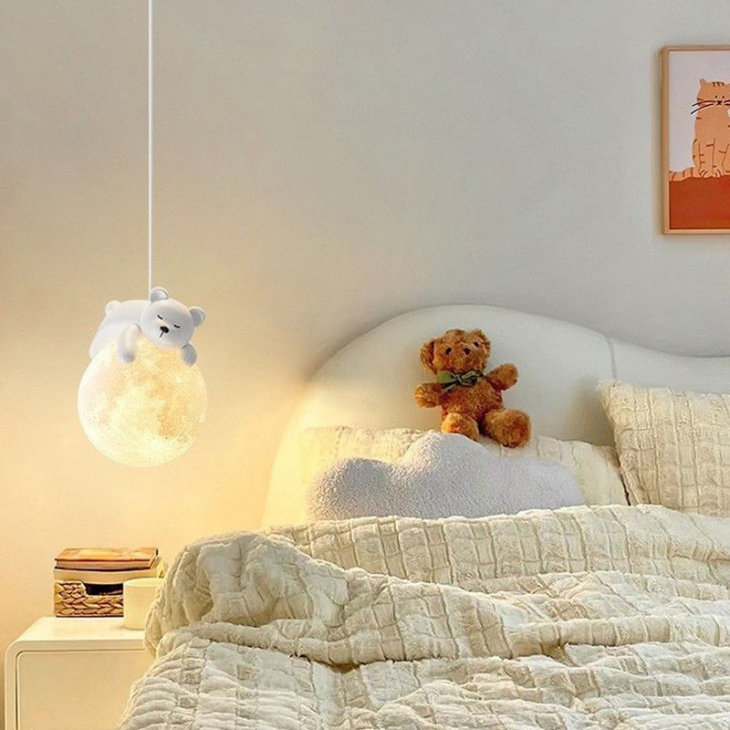 Chandelier Contemporain Créatif pour Enfants Ours Lapin Résine Fer PLA 1/3-Lumière pour Chambre 
