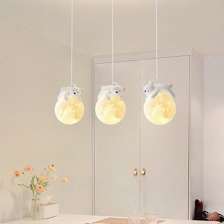Chandelier Contemporain Créatif pour Enfants Ours Lapin Résine Fer PLA 1/3-Lumière pour Chambre 