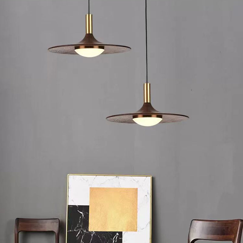 Traditional Rustic Round Iron Acrylic LED Pendant Light For Dining Room