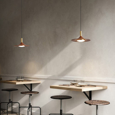 Traditional Rustic Round Iron Acrylic LED Pendant Light For Dining Room
