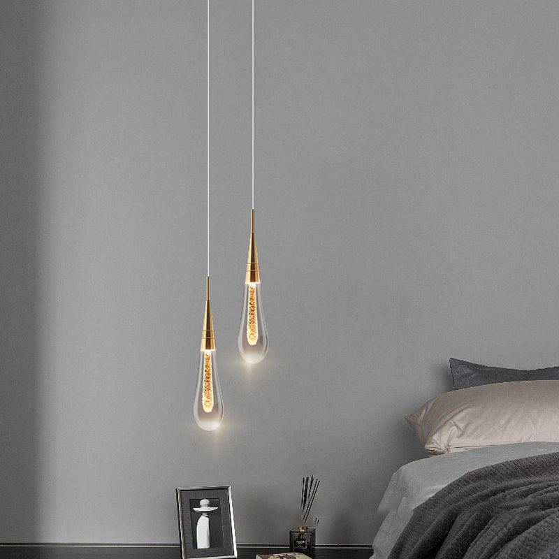 Zeitgenössischer kreativer Tropfen Aluminium Eisen Glas LED Kronleuchter für Esszimmer 