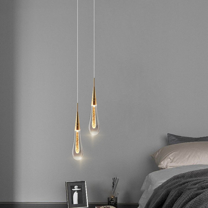 Zeitgenössischer kreativer Tropfen Aluminium Eisen Glas LED Kronleuchter für Esszimmer 