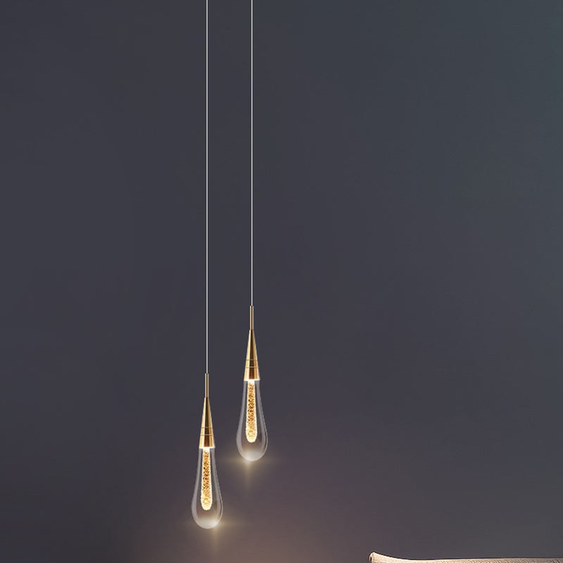 Zeitgenössischer kreativer Tropfen Aluminium Eisen Glas LED Kronleuchter für Esszimmer 