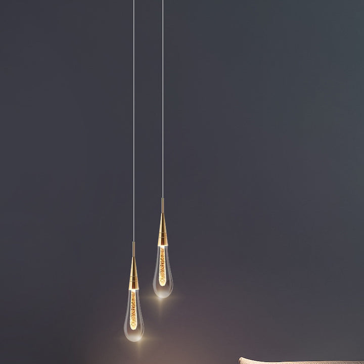 Lustre LED en aluminium et verre à gouttelettes créatives contemporaines pour salle à manger 