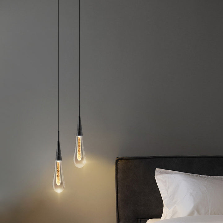 Lustre LED en aluminium et verre à gouttelettes créatives contemporaines pour salle à manger 