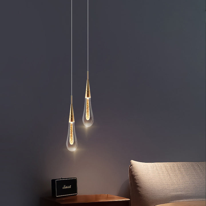 Lustre LED en aluminium et verre à gouttelettes créatives contemporaines pour salle à manger 