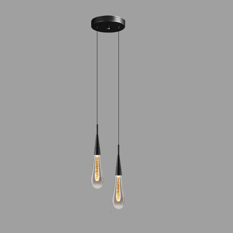 Zeitgenössischer kreativer Tropfen Aluminium Eisen Glas LED Kronleuchter für Esszimmer 