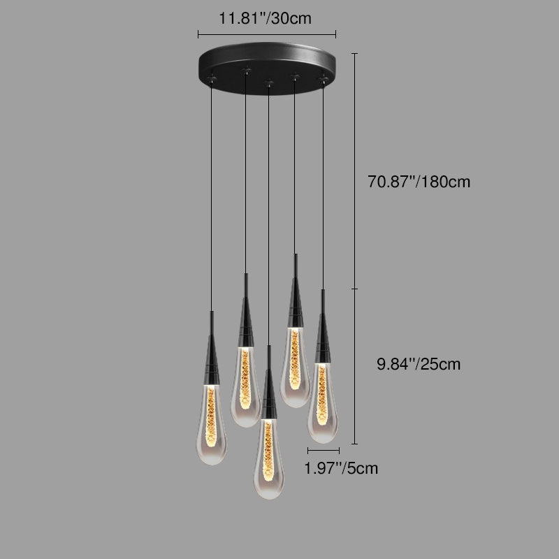 Contemporary Creative Droplet Aluminum Iron Glass LED Chandelier For Dining Room