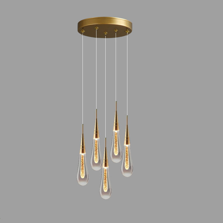 Zeitgenössischer kreativer Tropfen Aluminium Eisen Glas LED Kronleuchter für Esszimmer 