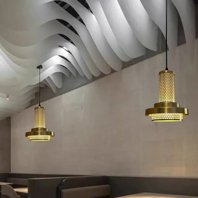 Contemporary Industrial Geometric Iron Acrylic LED Pendant Light For Bedroom