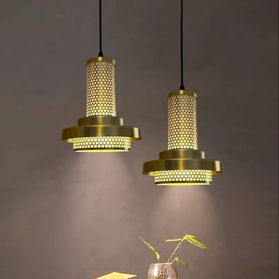 Contemporary Industrial Geometric Iron Acrylic LED Pendant Light For Bedroom