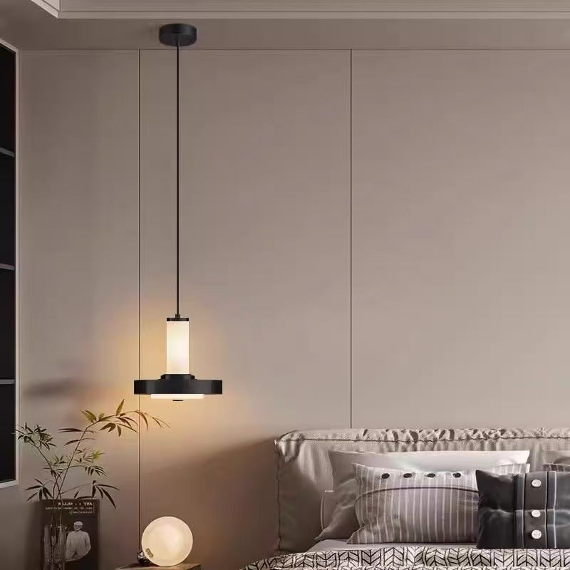 Contemporary Industrial Geometric Iron Acrylic LED Pendant Light For Bedroom