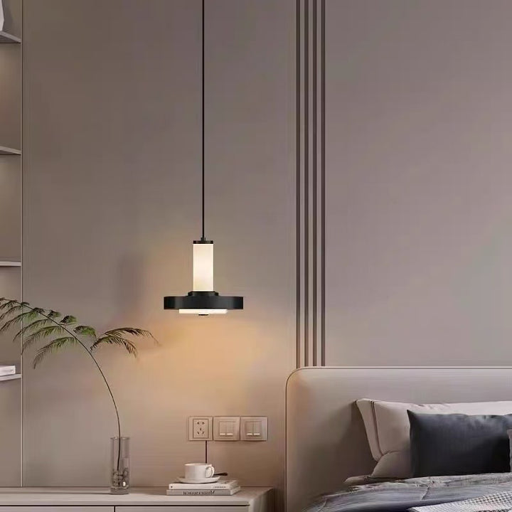 Lustre à LED en acrylique et fer géométrique industriel contemporain pour chambre 