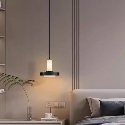 Contemporary Industrial Geometric Iron Acrylic LED Pendant Light For Bedroom