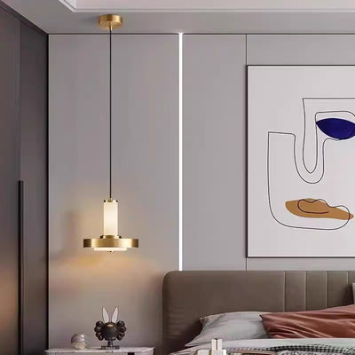 Contemporary Industrial Geometric Iron Acrylic LED Pendant Light For Bedroom