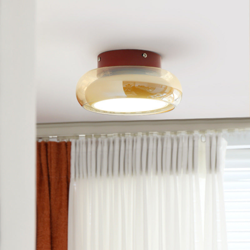 Contemporary Nordic Bowl Iron Acrylic Glass LED Semi-Flush Mount Ceiling Light For Entryway