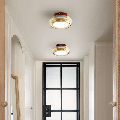 Contemporary Nordic Bowl Iron Acrylic Glass LED Semi-Flush Mount Ceiling Light For Entryway
