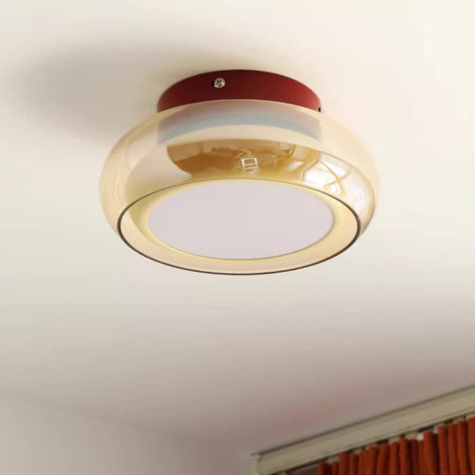 Contemporary Nordic Bowl Iron Acrylic Glass LED Semi-Flush Mount Ceiling Light For Entryway
