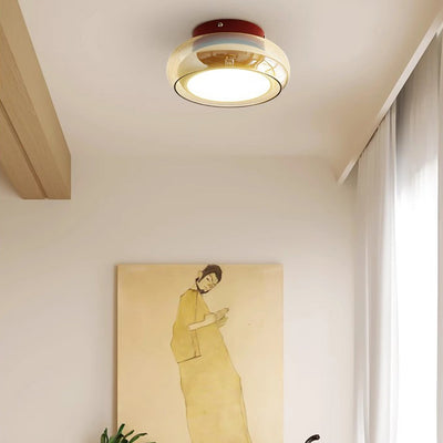 Contemporary Nordic Bowl Iron Acrylic Glass LED Semi-Flush Mount Ceiling Light For Entryway