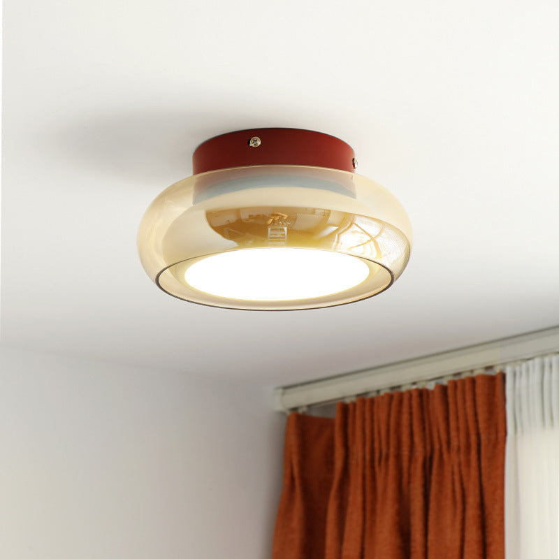 Contemporary Nordic Bowl Iron Acrylic Glass LED Semi-Flush Mount Ceiling Light For Entryway