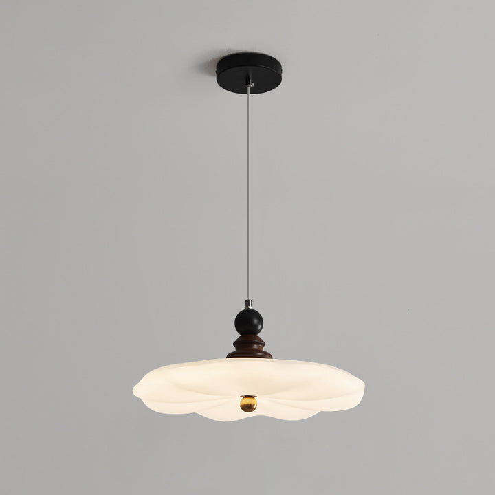 Lustre LED de moulage rotatif en bois de caoutchouc en fer à feuilles de lotus vintage traditionnel pour chambre 