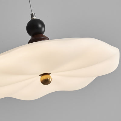 Traditional Vintage Lotus Leaf Iron Rubberwood Rotational Molding LED Pendant Light For Bedroom