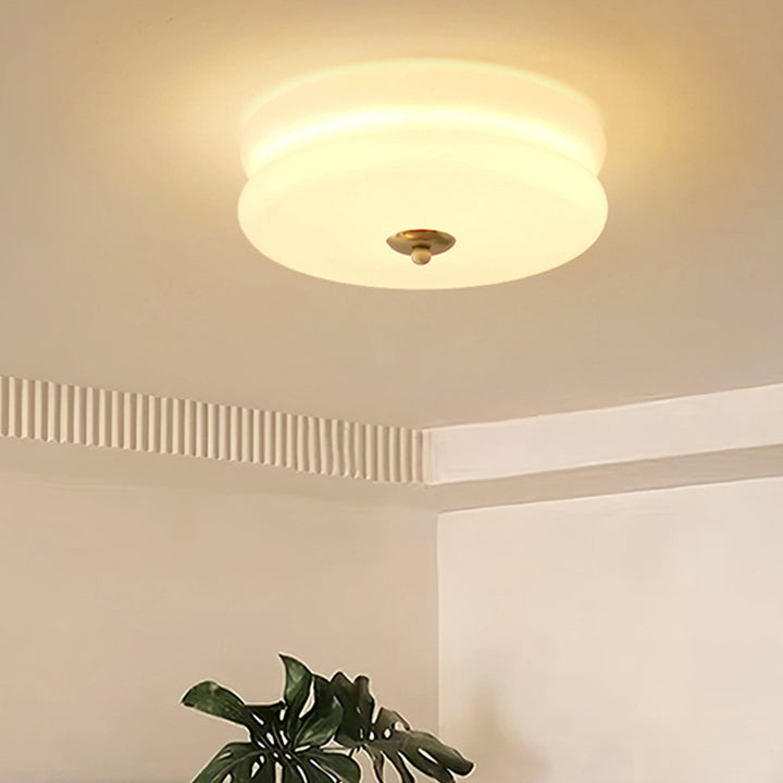 Modern Minimalist Round Iron Glass LED Flush Mount Ceiling Light For Bedroom