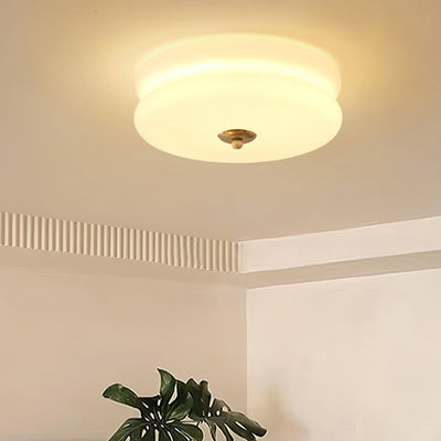 Modern Minimalist Round Iron Glass LED Flush Mount Ceiling Light For Bedroom