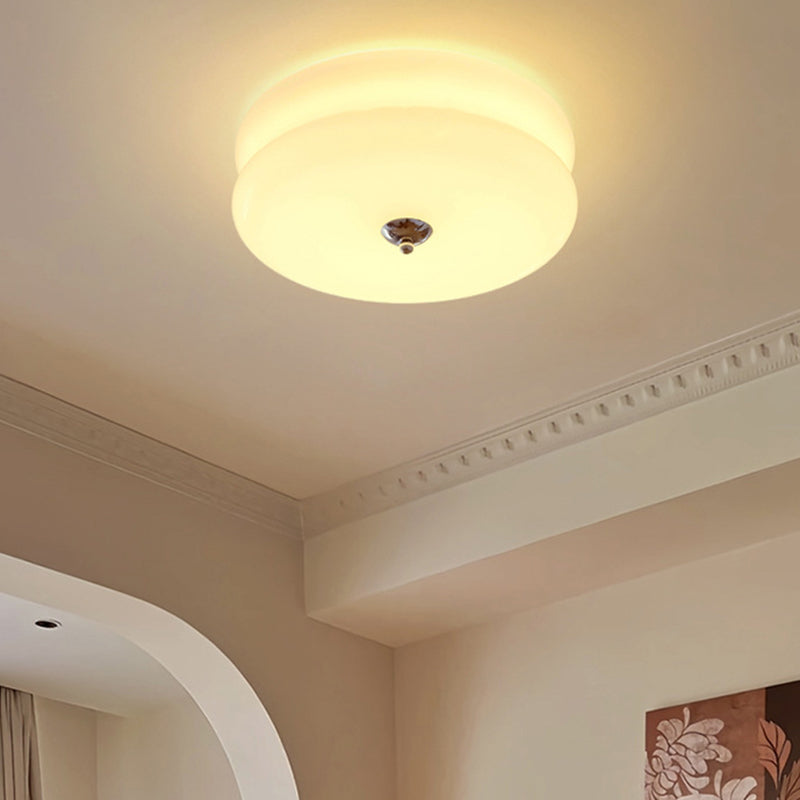 Modern Minimalist Round Iron Glass LED Flush Mount Ceiling Light For Bedroom