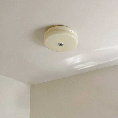 Modern Minimalist Round Iron Glass LED Flush Mount Ceiling Light For Bedroom