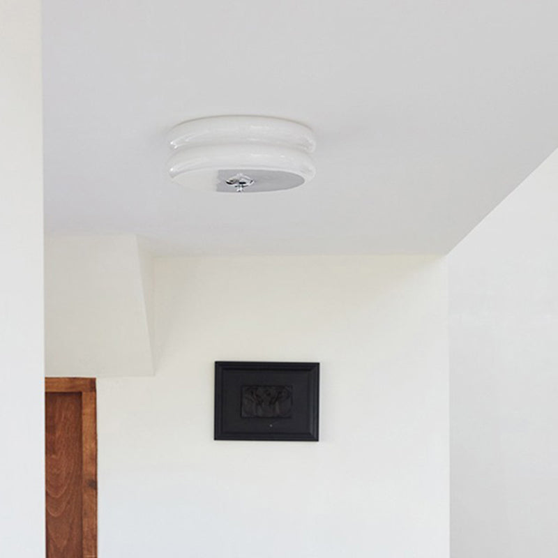 Modern Minimalist Round Iron Glass LED Flush Mount Ceiling Light For Bedroom