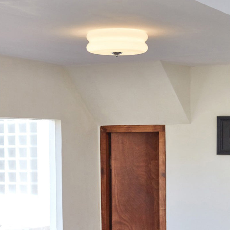 Modern Minimalist Round Iron Glass LED Flush Mount Ceiling Light For Bedroom