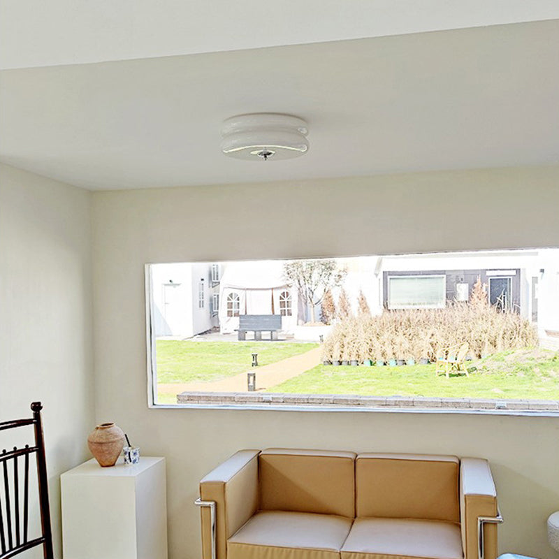 Modern Minimalist Round Iron Glass LED Flush Mount Ceiling Light For Bedroom