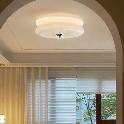 Modern Minimalist Round Iron Glass LED Flush Mount Ceiling Light For Bedroom