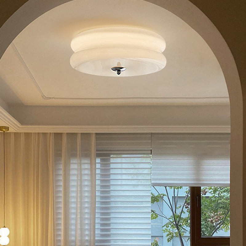 Modern Minimalist Round Iron Glass LED Flush Mount Ceiling Light For Bedroom