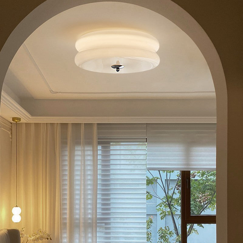 Modern Minimalist Round Iron Glass LED Flush Mount Ceiling Light For Bedroom