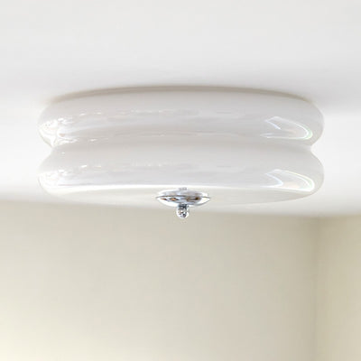 Modern Minimalist Round Iron Glass LED Flush Mount Ceiling Light For Bedroom