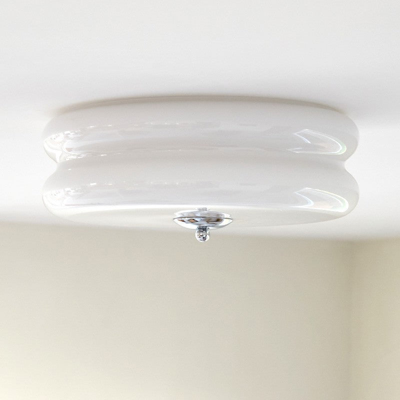 Modern Minimalist Round Iron Glass LED Flush Mount Ceiling Light For Bedroom