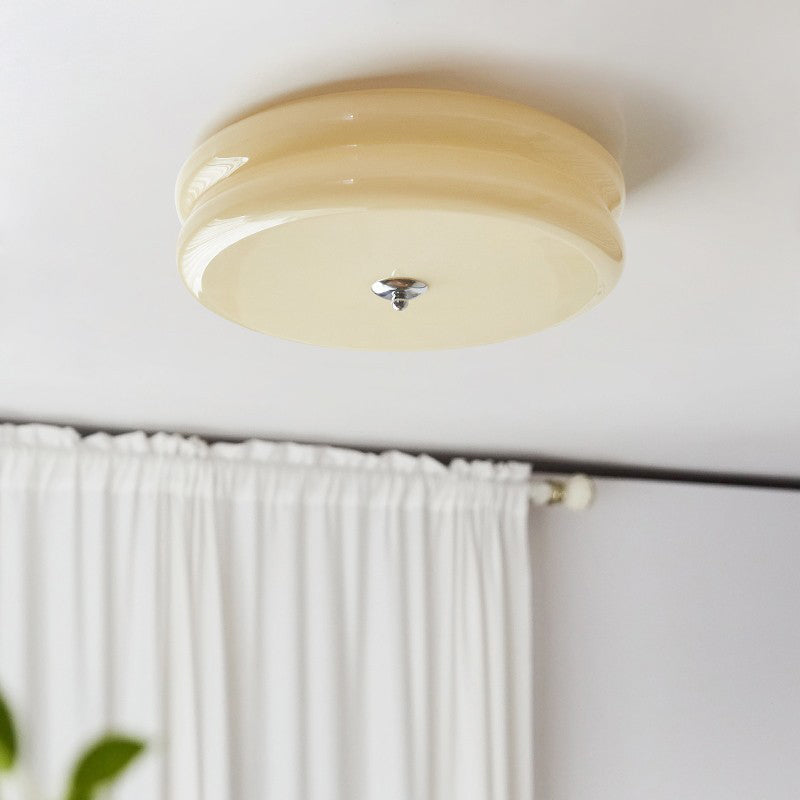Modern Minimalist Round Iron Glass LED Flush Mount Ceiling Light For Bedroom