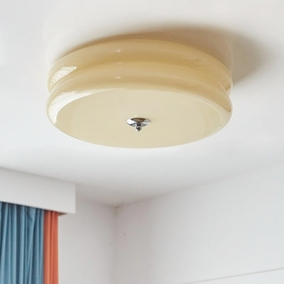 Modern Minimalist Round Iron Glass LED Flush Mount Ceiling Light For Bedroom