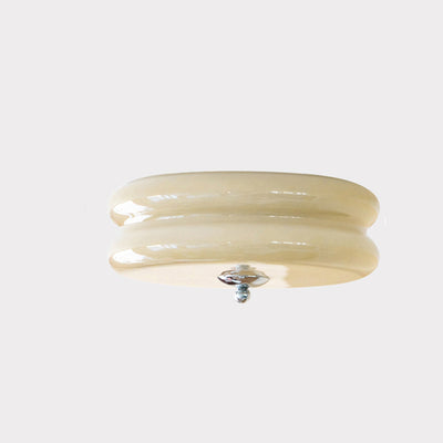 Modern Minimalist Round Iron Glass LED Flush Mount Ceiling Light For Bedroom
