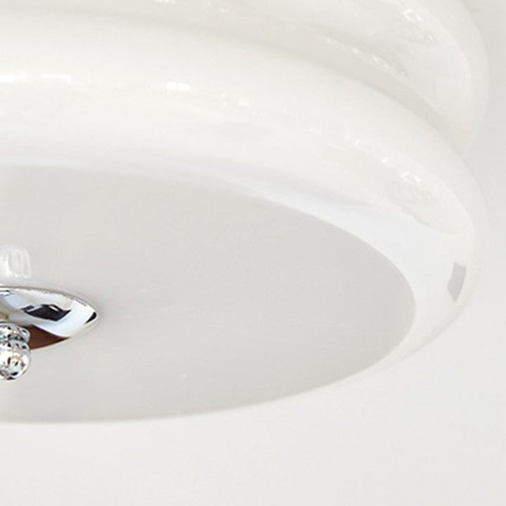 Modern Minimalist Round Iron Glass LED Flush Mount Ceiling Light For Bedroom